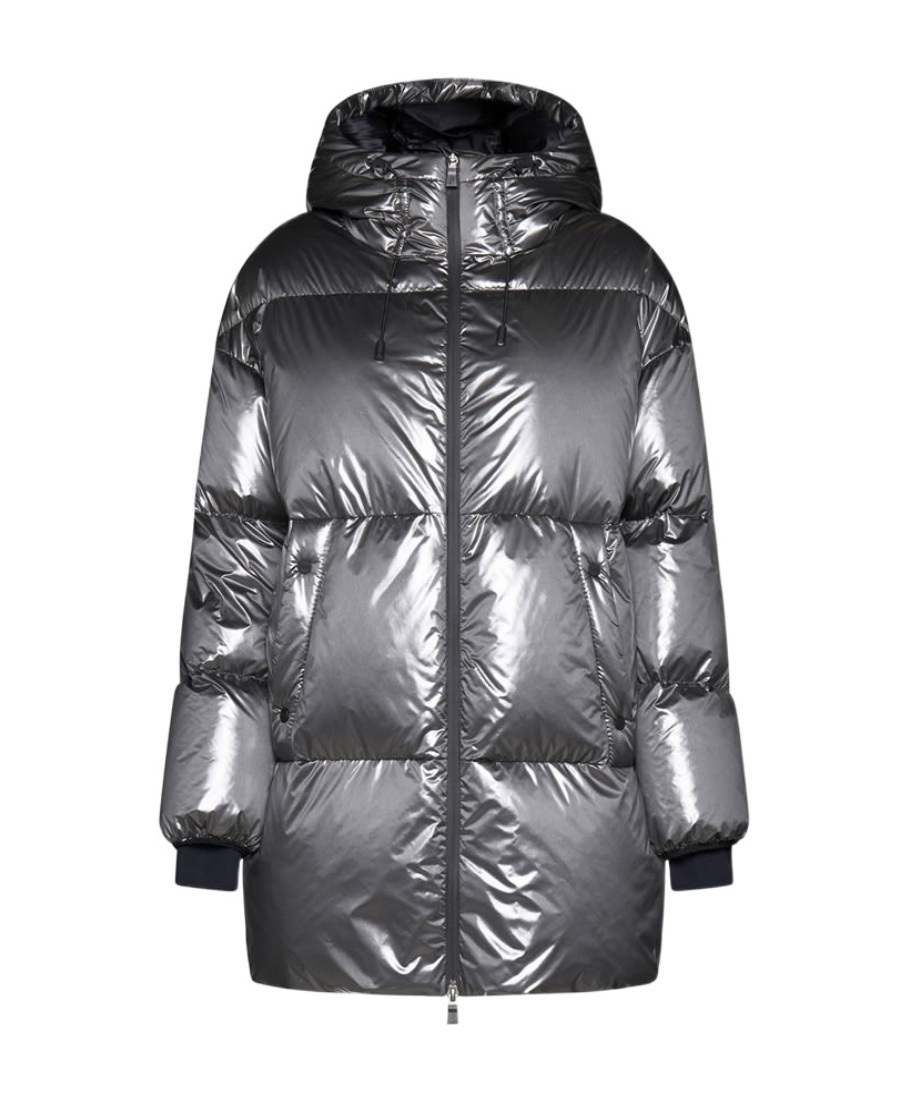 Herno Laminar Shiny Fabric Down Jacket In Gray