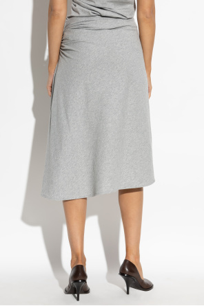 Dries Van Noten Draped Midi Skirt Side Detail In Gray