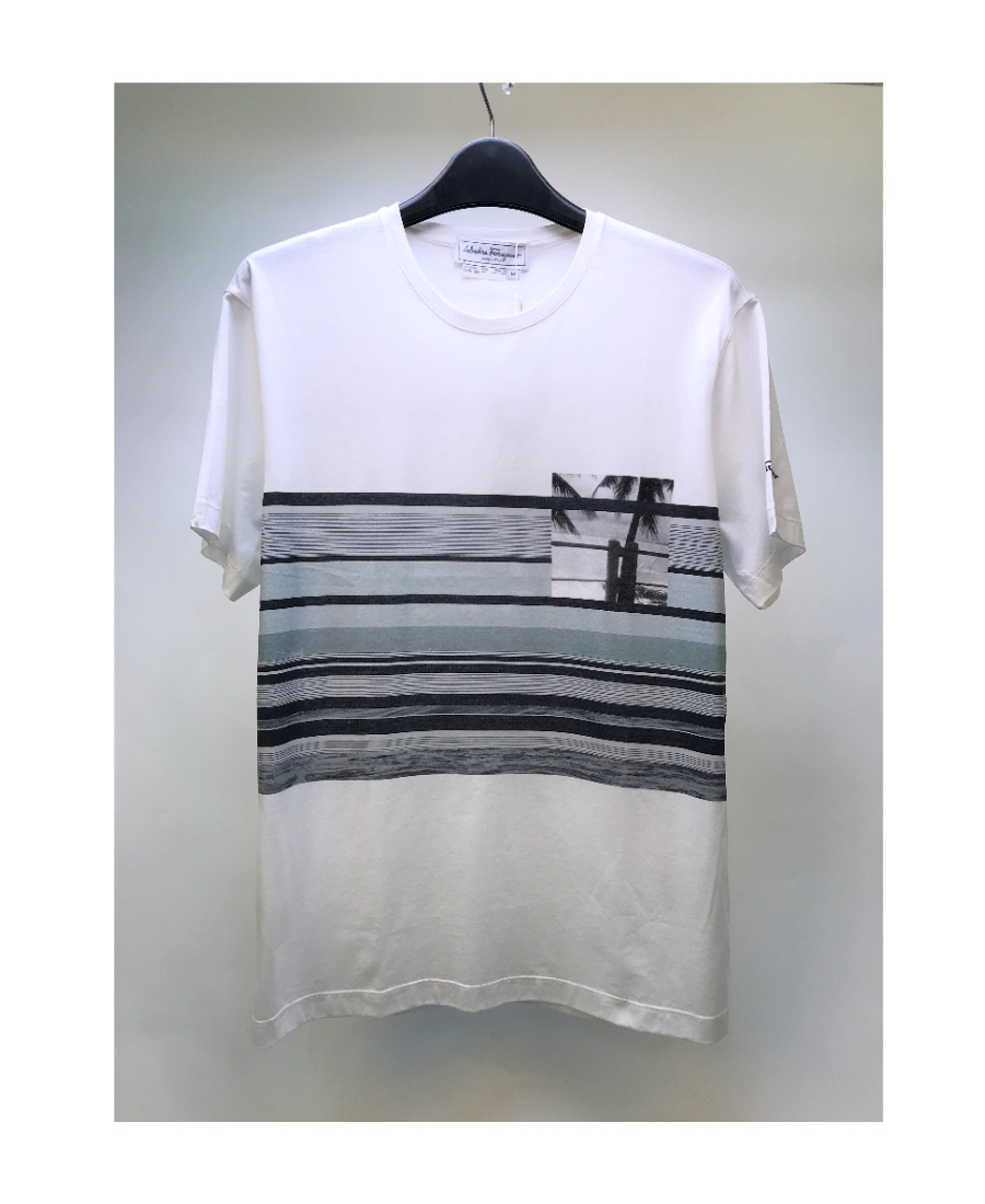 Ferragamo T-shirt With Round Neck And Short Sleeves In Gray