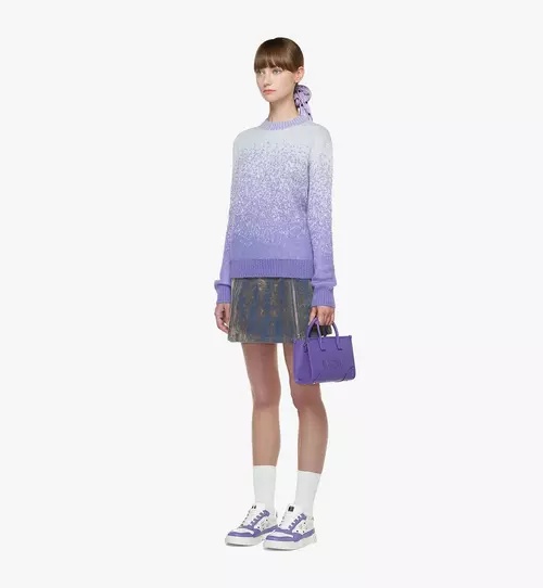 Shop Mcm Logo-embossed Leather Tote Bag In Purple