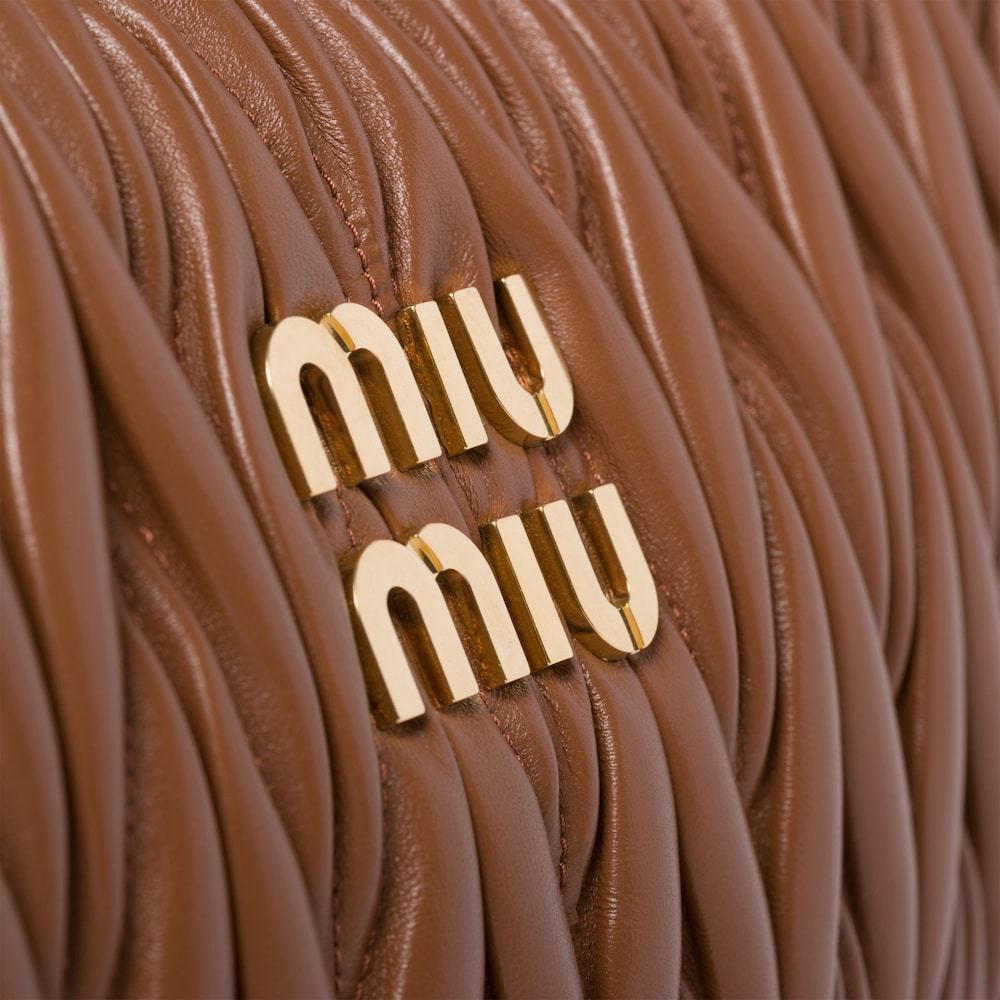 Miu Miu Miu Wander Matelassé Nappa Leather Hobo Bag In Brown
