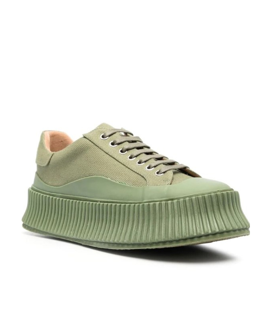 Shop Jil Sander Leather Chunky-sole Trainers In Green