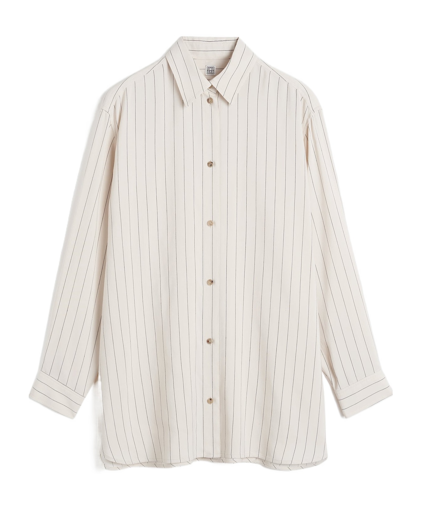 Totême Round Hem Pinstriped Shirt In White
