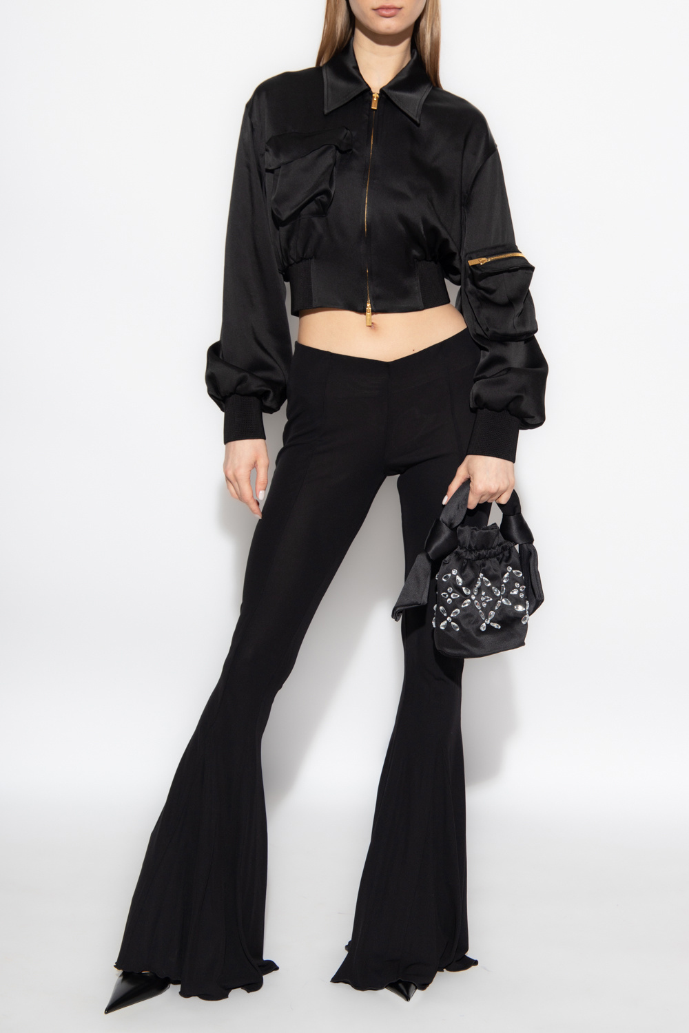 Blumarine Mid-rise Flared Trousers In Black