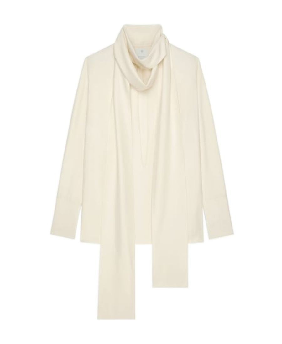 Givenchy Long-sleeved Silk Blouse In White