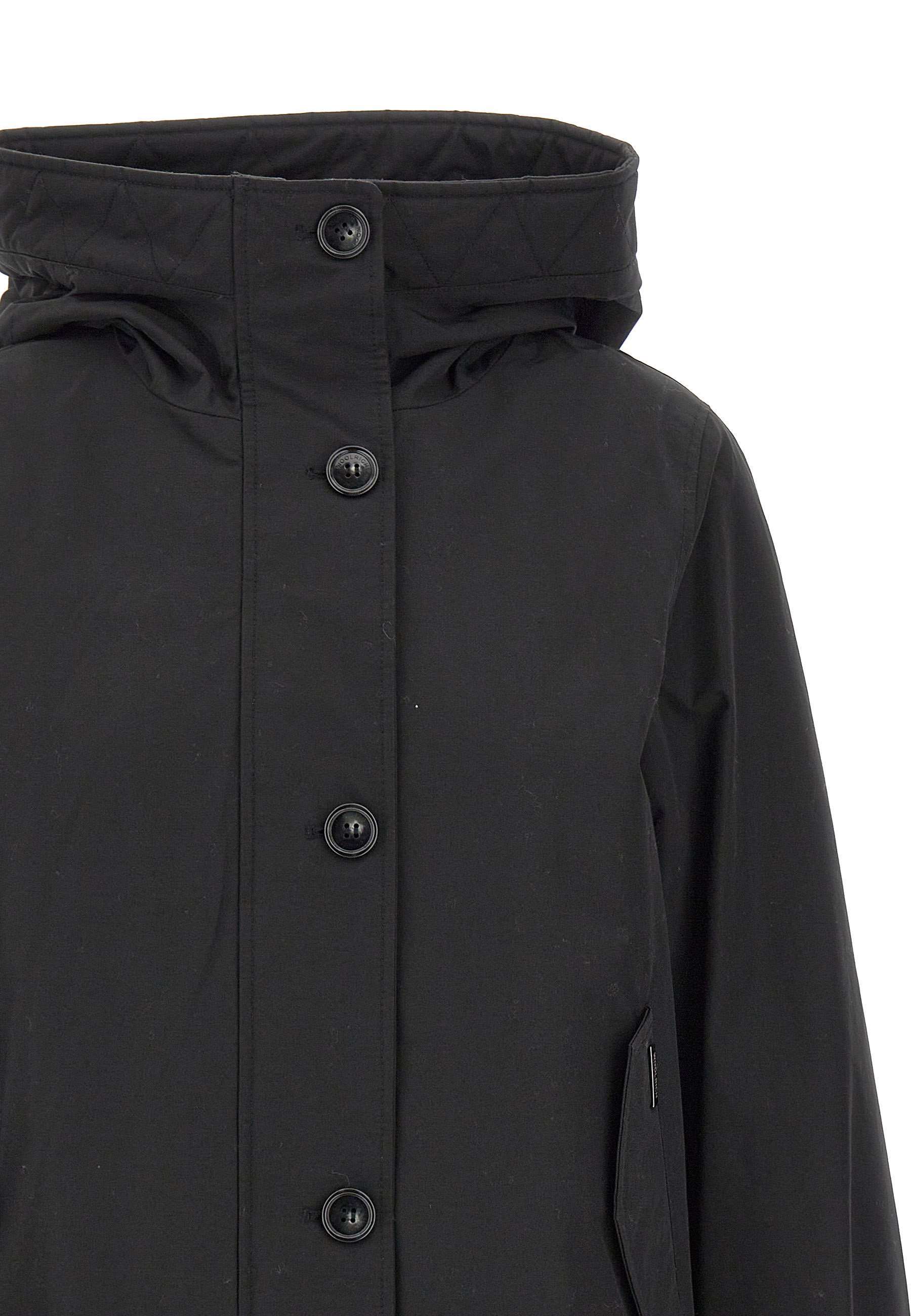 Woolrich Quilted Hooded Jacket In Black
