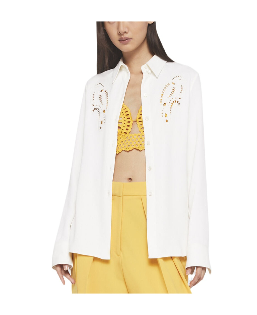 Stella Mccartney Petal Crochet Compact Crepe Shirt In White