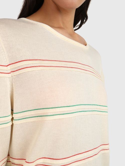 Shop Tommy Hilfiger Striped Sweater In Nude