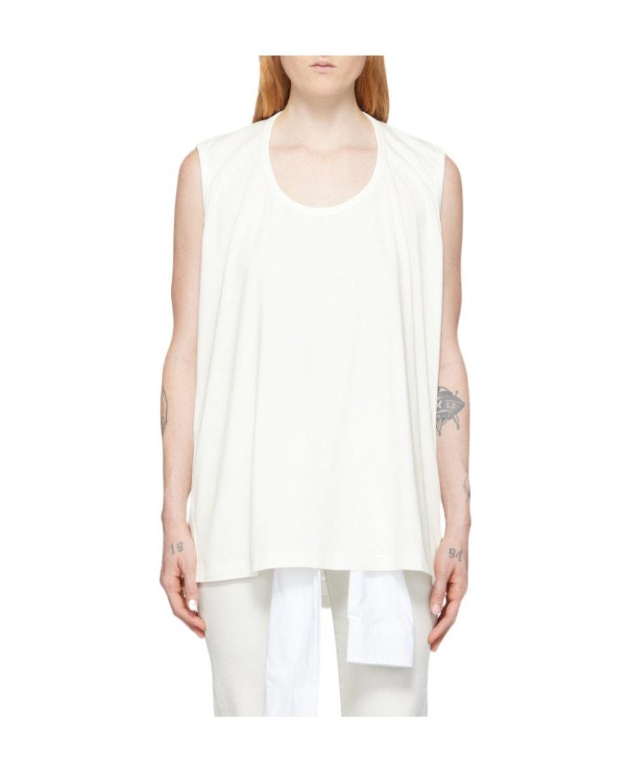 Mm6 Maison Margiela Off-white Cut-out Tank Top In White