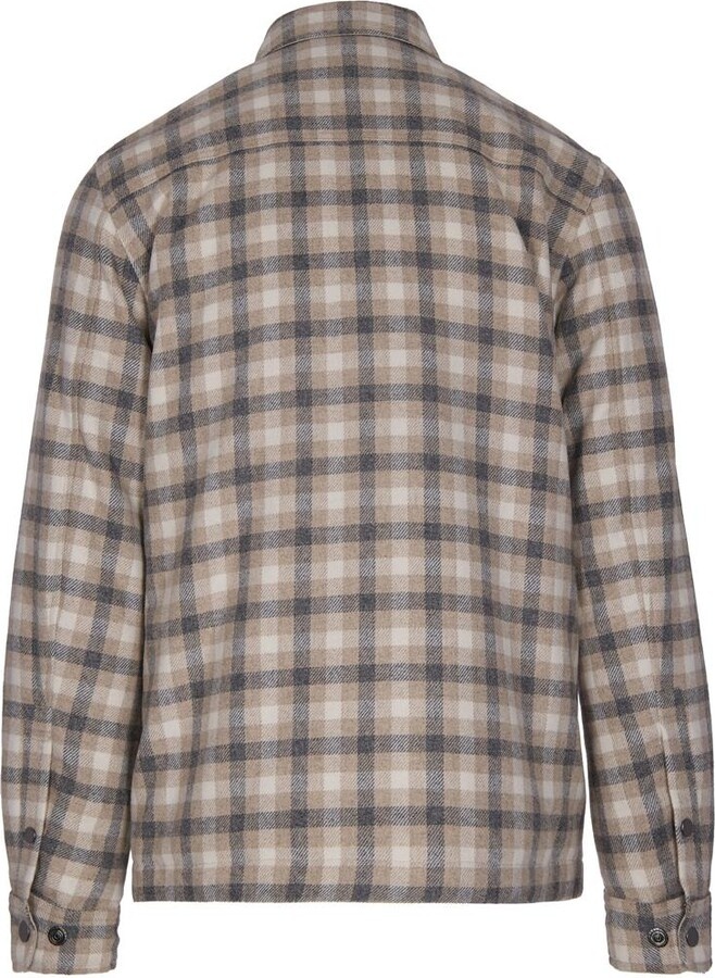Woolrich Check-pattern Flap-pocket Shirt Jacket In Brown