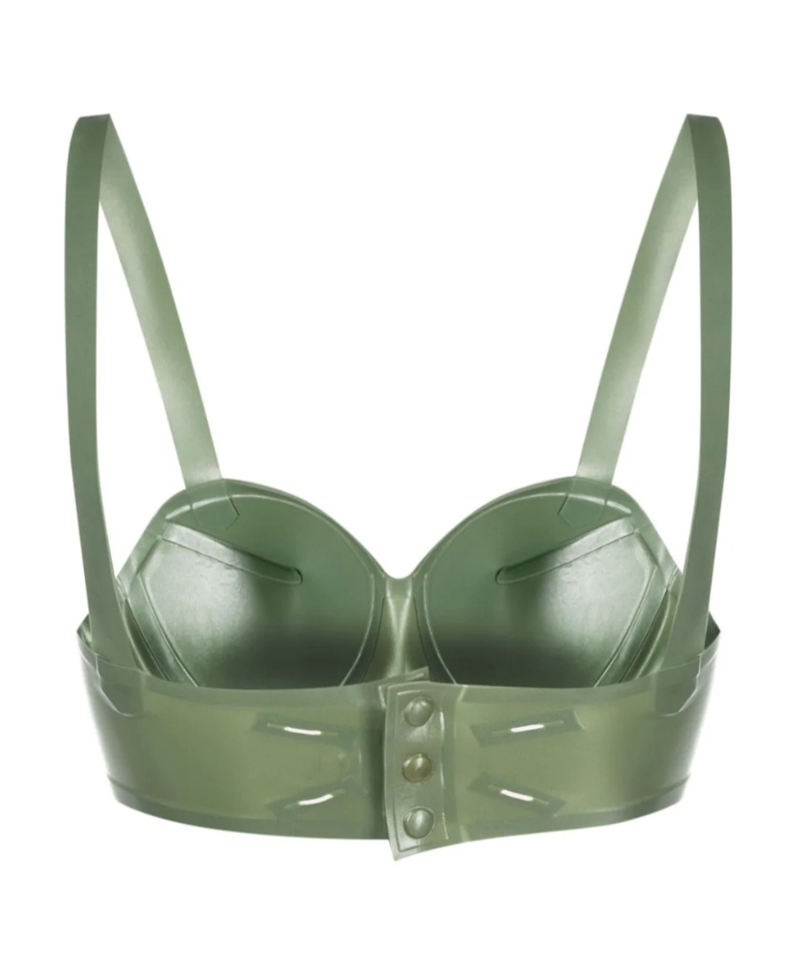 Maison Margiela Adjustable Balconette Bra With Wide Shoulder Straps In Green