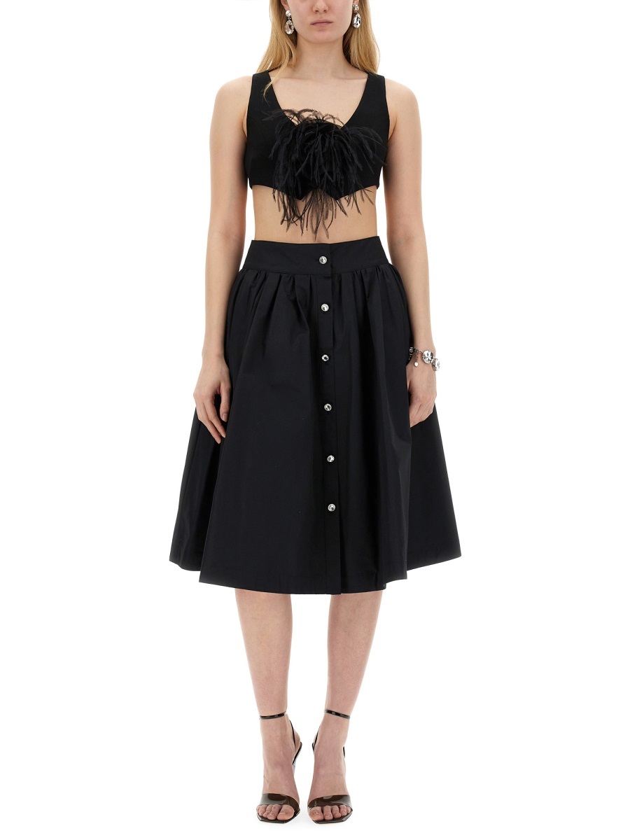 Moschino Black Jewel Button Nylon Blend Skirt In Black