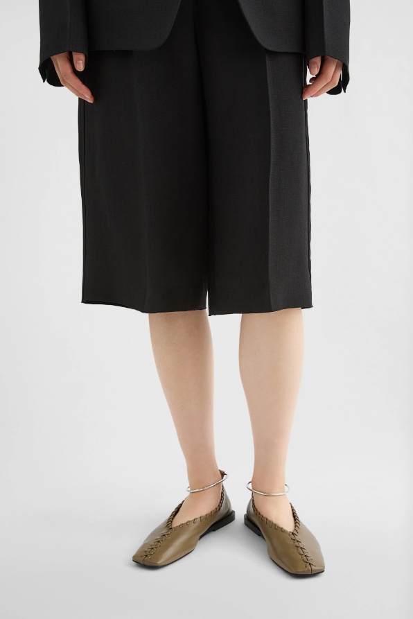 Jil Sander Green Nappa Leather Ring Ballet Flats In Brown