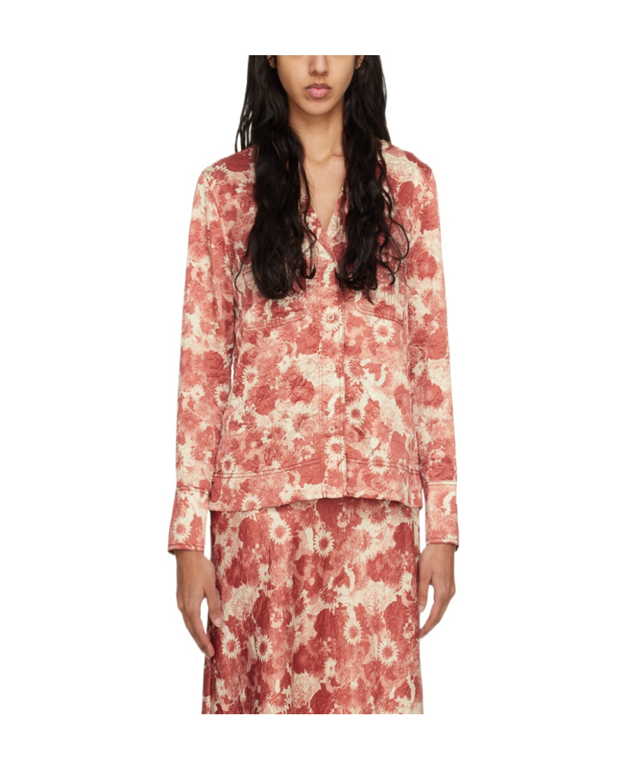 Ganni Floral-print Shirt In Multicolor