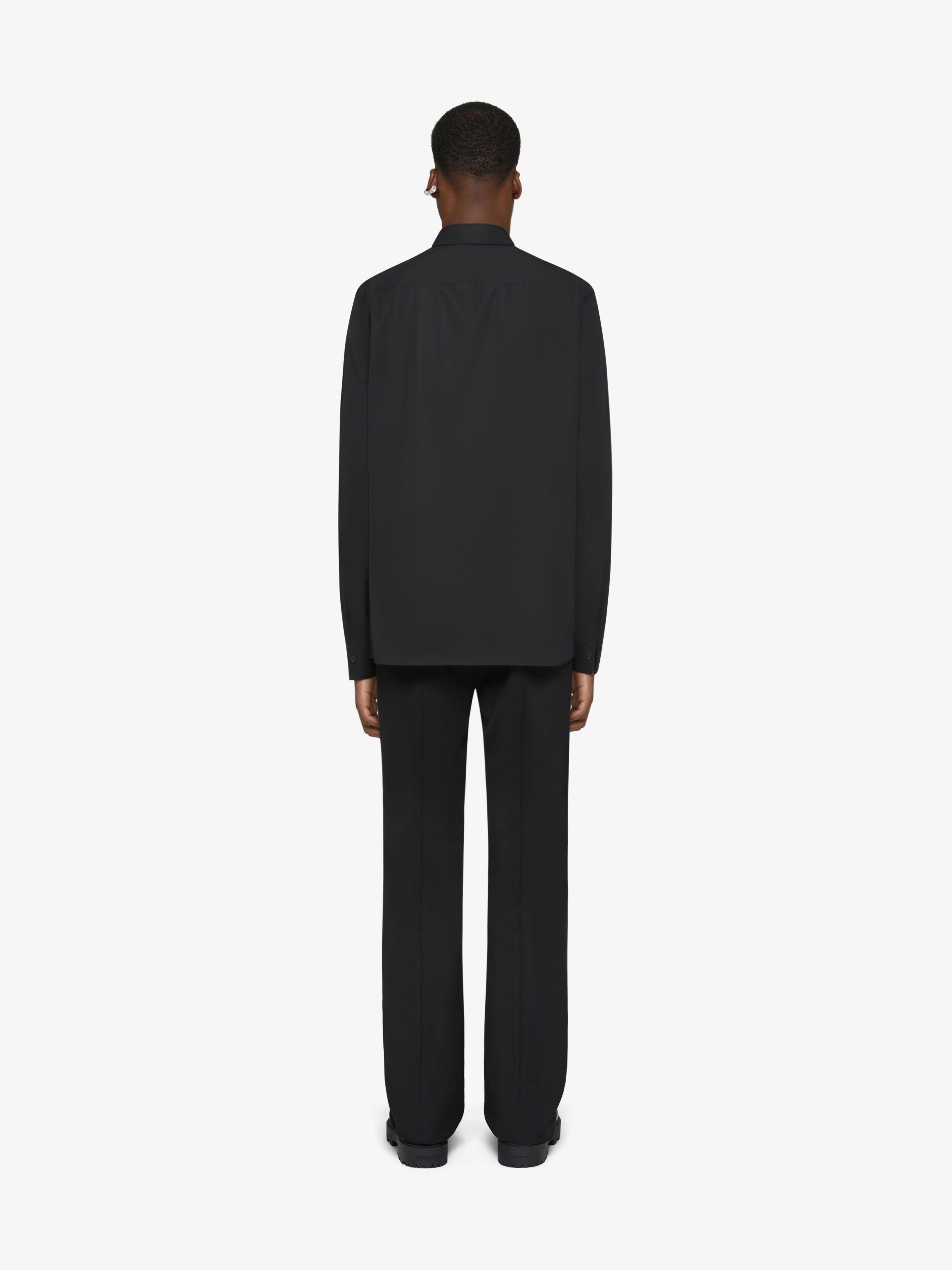 Givenchy Logo Engraved Metal Clip Long-sleeved Shirt In Black