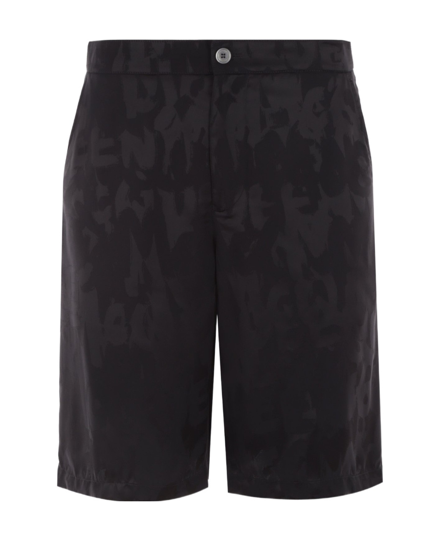 Alexander Mcqueen Graffiti Logo-jacquard Shorts In Black