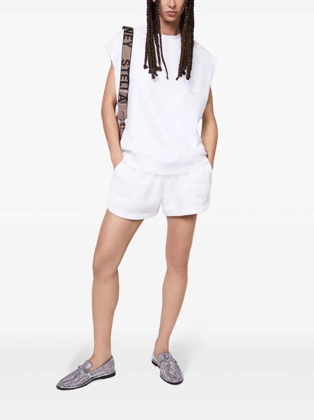 Stella Mccartney S-wave Jersey Drawstring Shorts In White