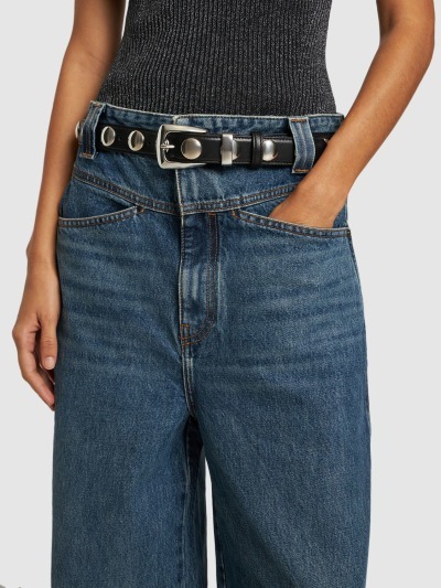 Khaite Benny Belt Whit Silver Stud Bucke
