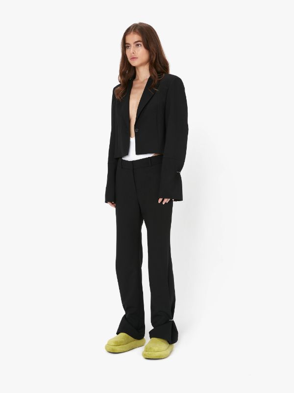 Jw Anderson Ring Detail Slim-leg Trousers In Black