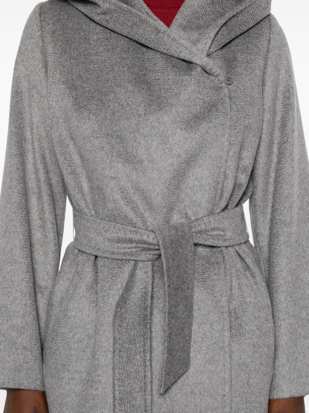 Max Mara Hooded Belted Coat In Gray