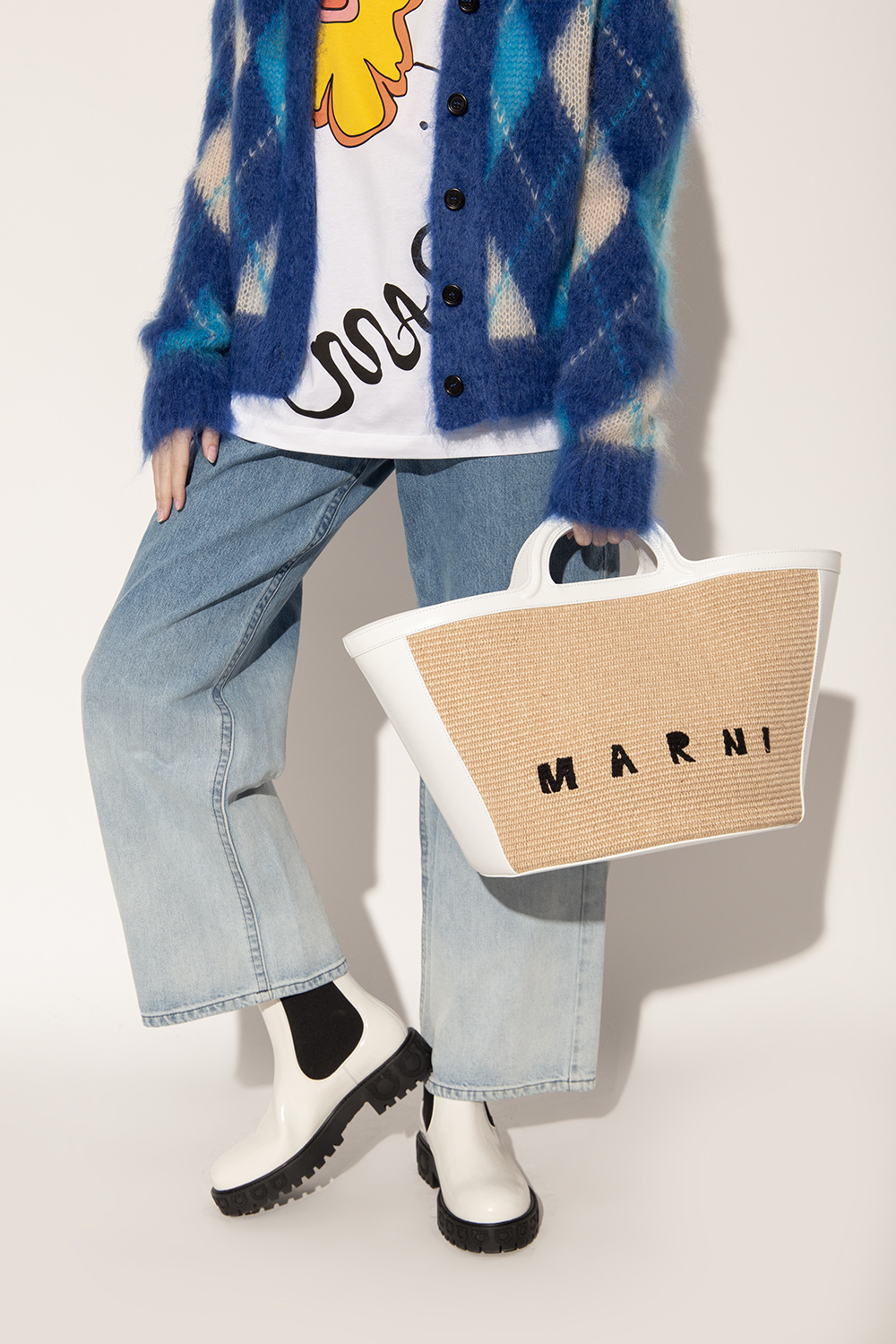 Marni Logo-print Tote Bag In Nude