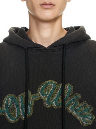 Off-white Brushed Cotton Skate-fit Bacchus Printed Hoodie In Black