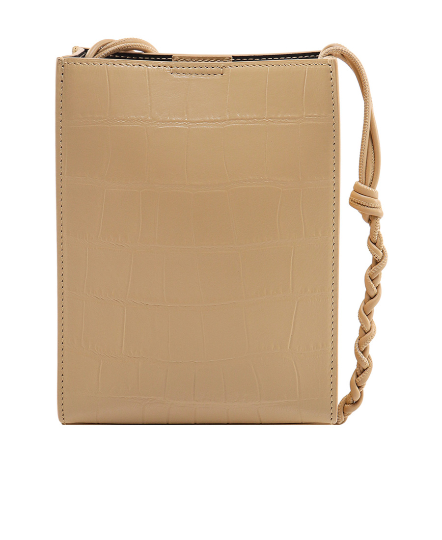 Jil Sander Tangle Crocodile-effect Crossbody Bag In Nude