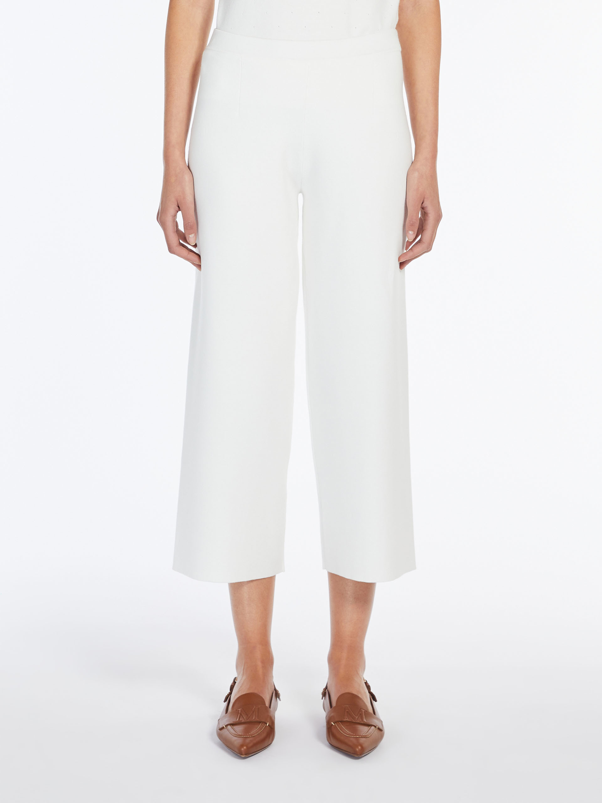Max Mara Loose Straight Casual Pants In White