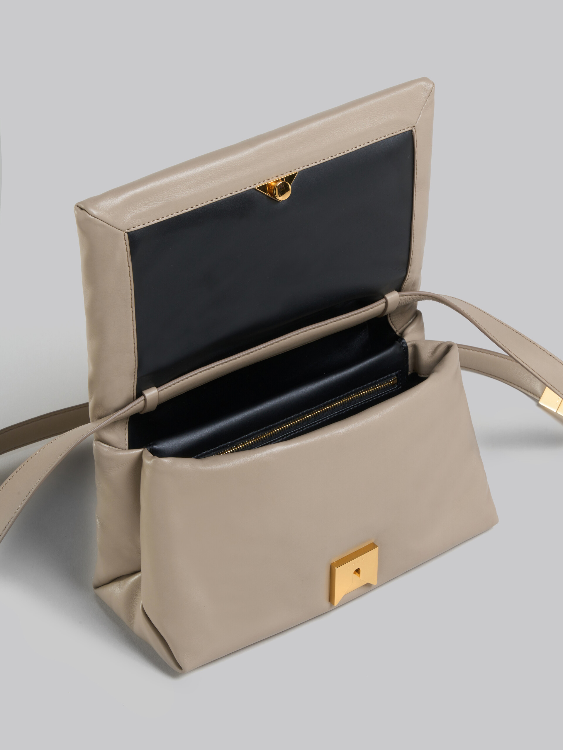 Marni Small Prisma Leather Shoulder Bag In Nude