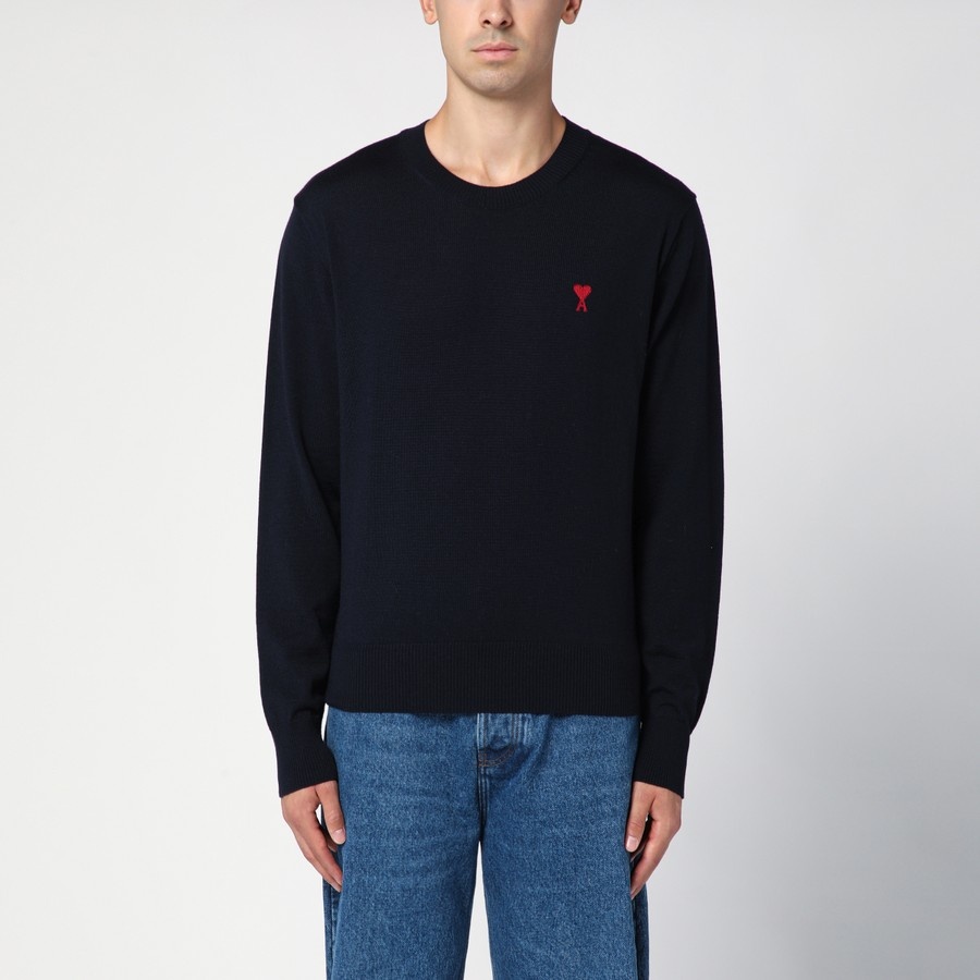 Ami Alexandre Mattiussi Pull Col Rond Ami Paris De Coeur In Black