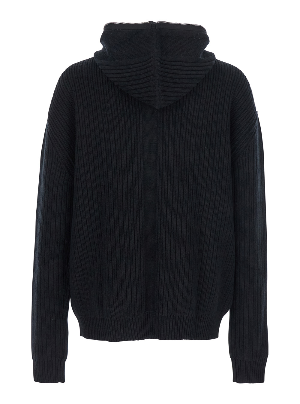 Rick Owens Ribbed-knit Virgin Wool Zip-up Sweater In Black