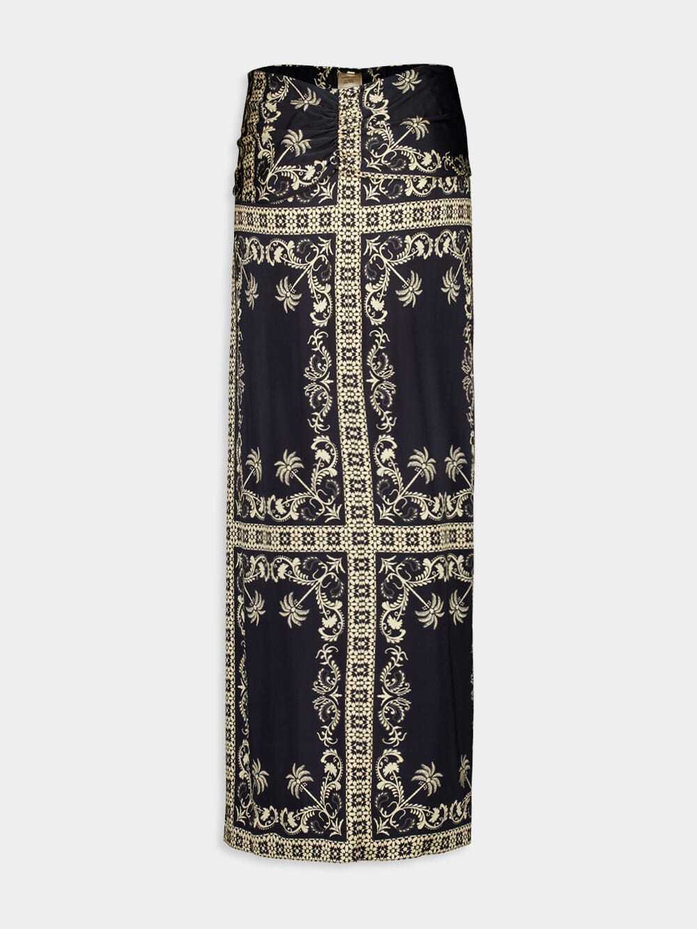 Johanna Ortiz Dream Tiles Twisted Jersey Sarong Maxi Skirt In Black