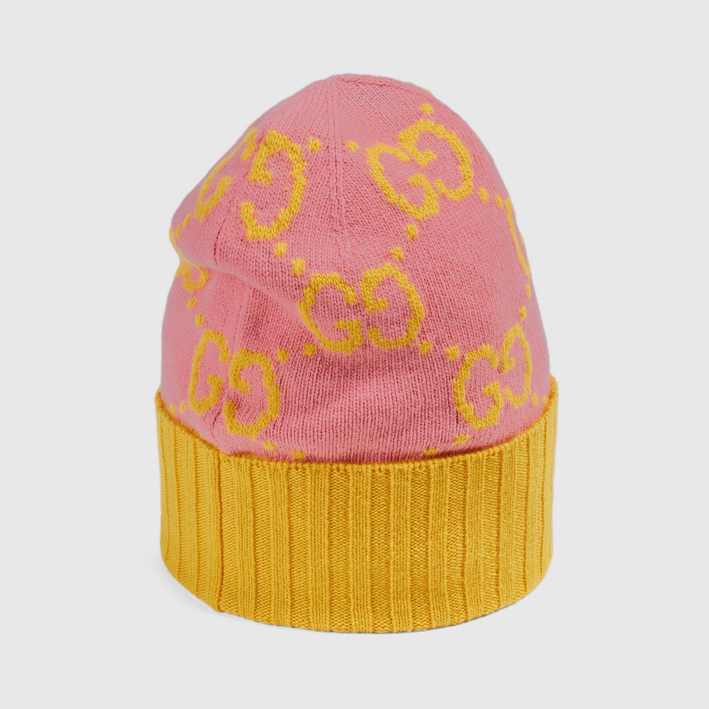 Gucci Gg Knit Wool Hat In Pink