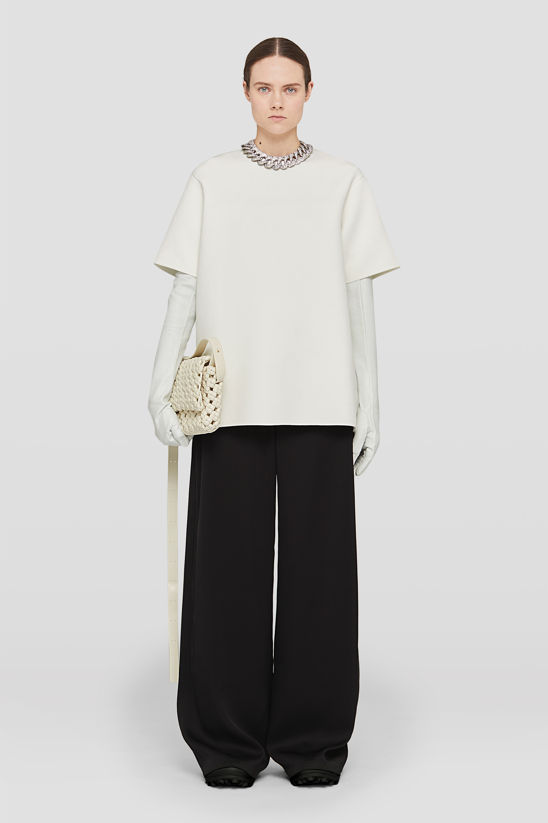 Jil Sander Debossed-logo Short-sleeve Top In White