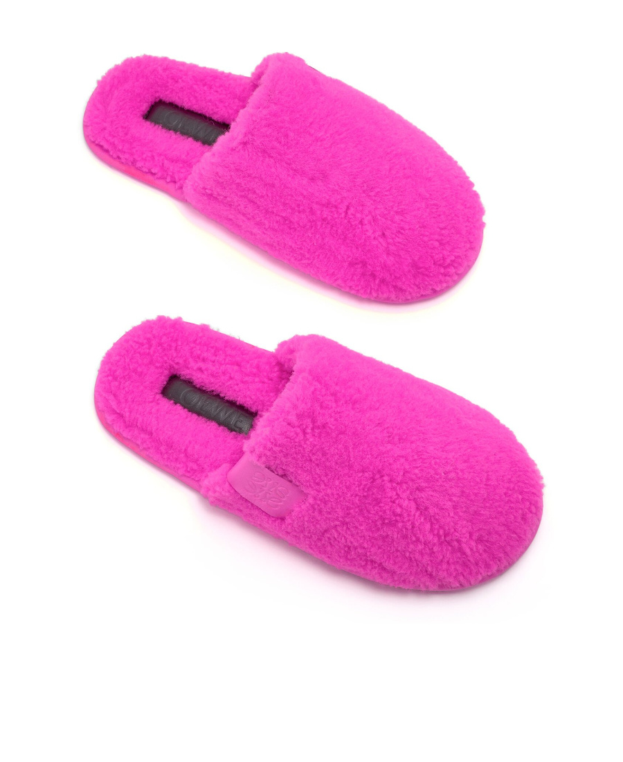 Loewe Man Fluo Pink Eco Shearling Slippers In Pink