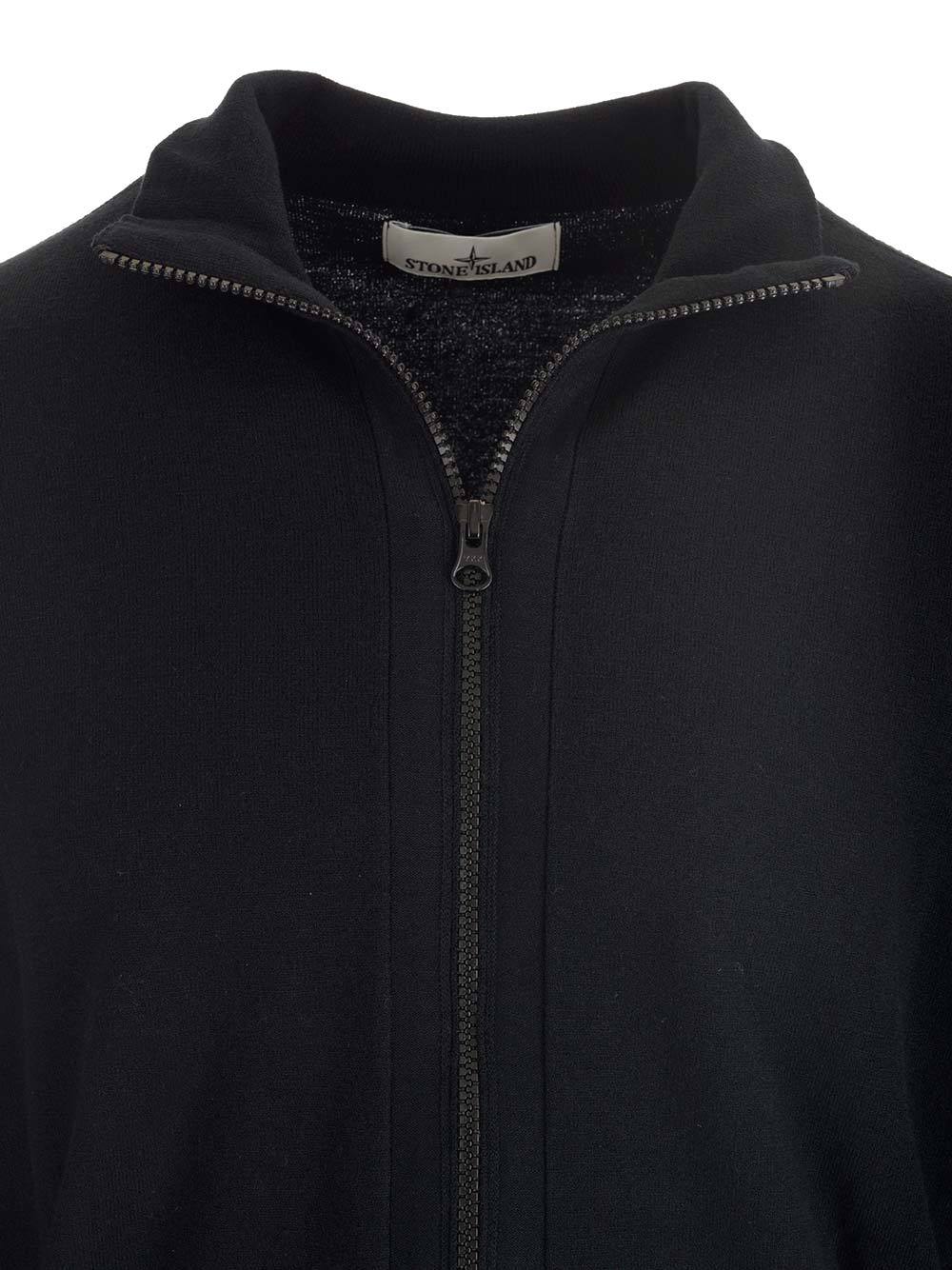 Stone Island Stellina-motif Cardigan In Black