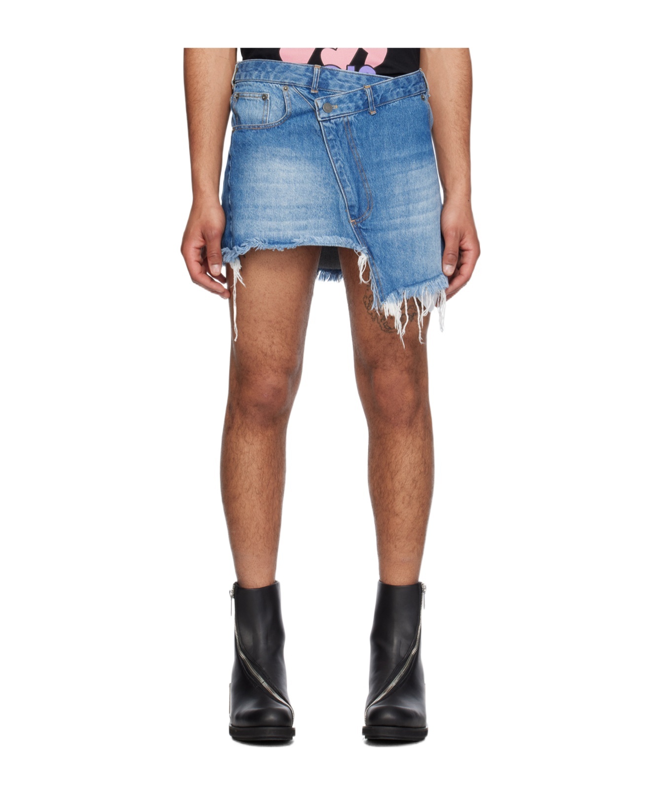 Egonlab Belt-loop Denim Skirt In Multicolor