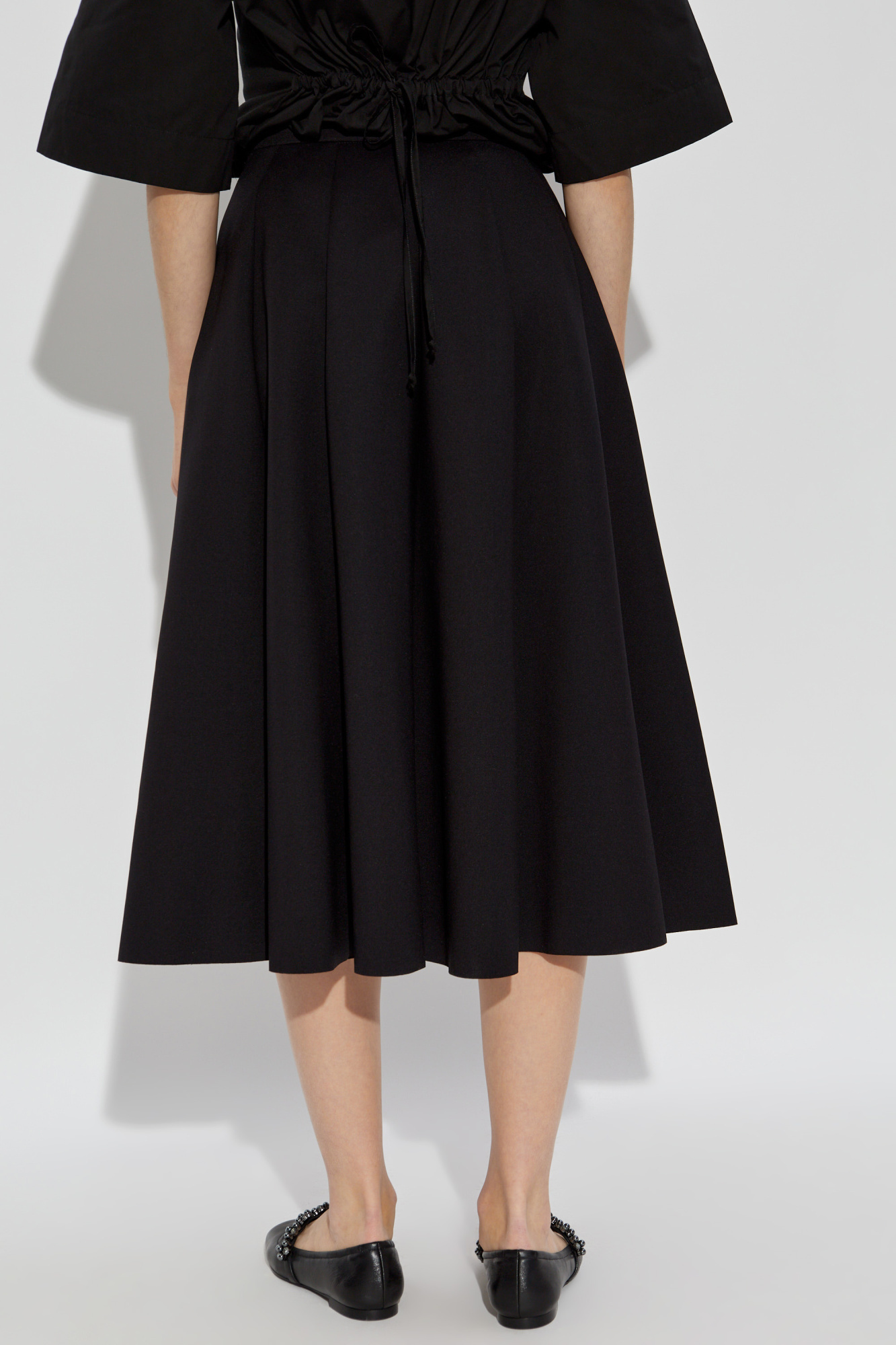 Shop Fabiana Filippi Pleated Midi Skirt In Black