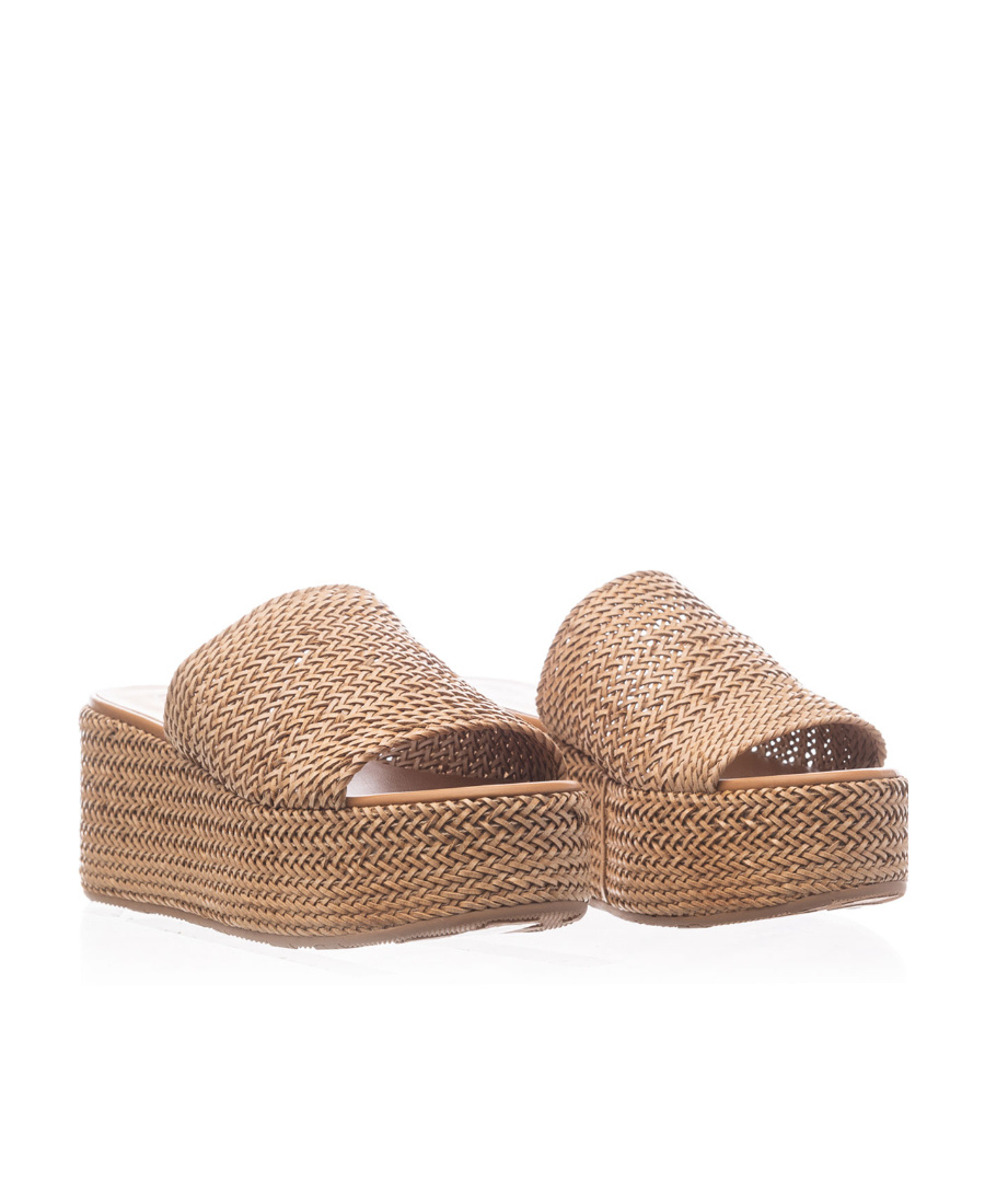 Casadei Slip-on Wedge Sandals In Brown