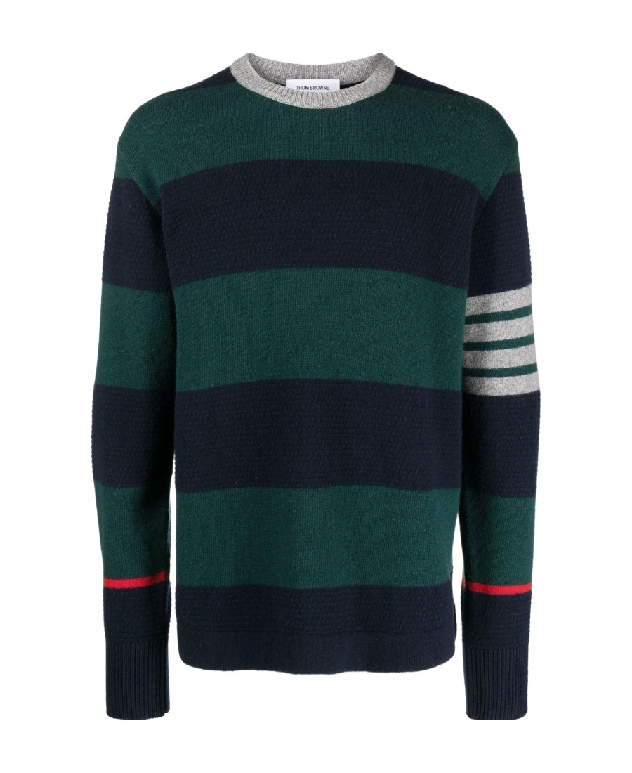 Thom Browne 4 Bar Rugby Jacquard Stripe Pullover In Black