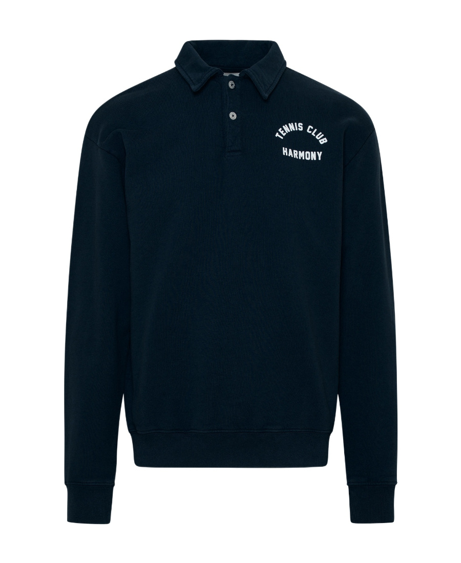 Harmony Paris Buttoned Long-sleeved Polo Shirt In Blue