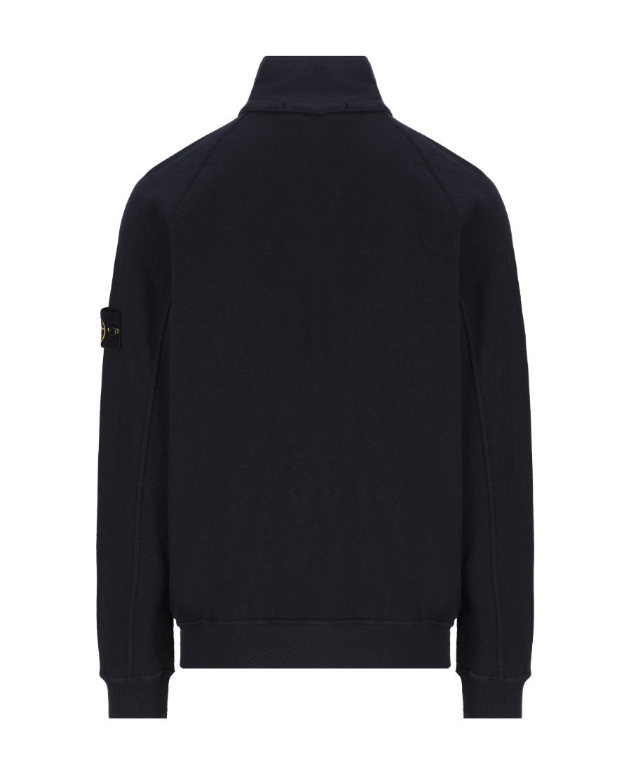 Stone Island Compass Patch Zipped Sweatshirt In Blue