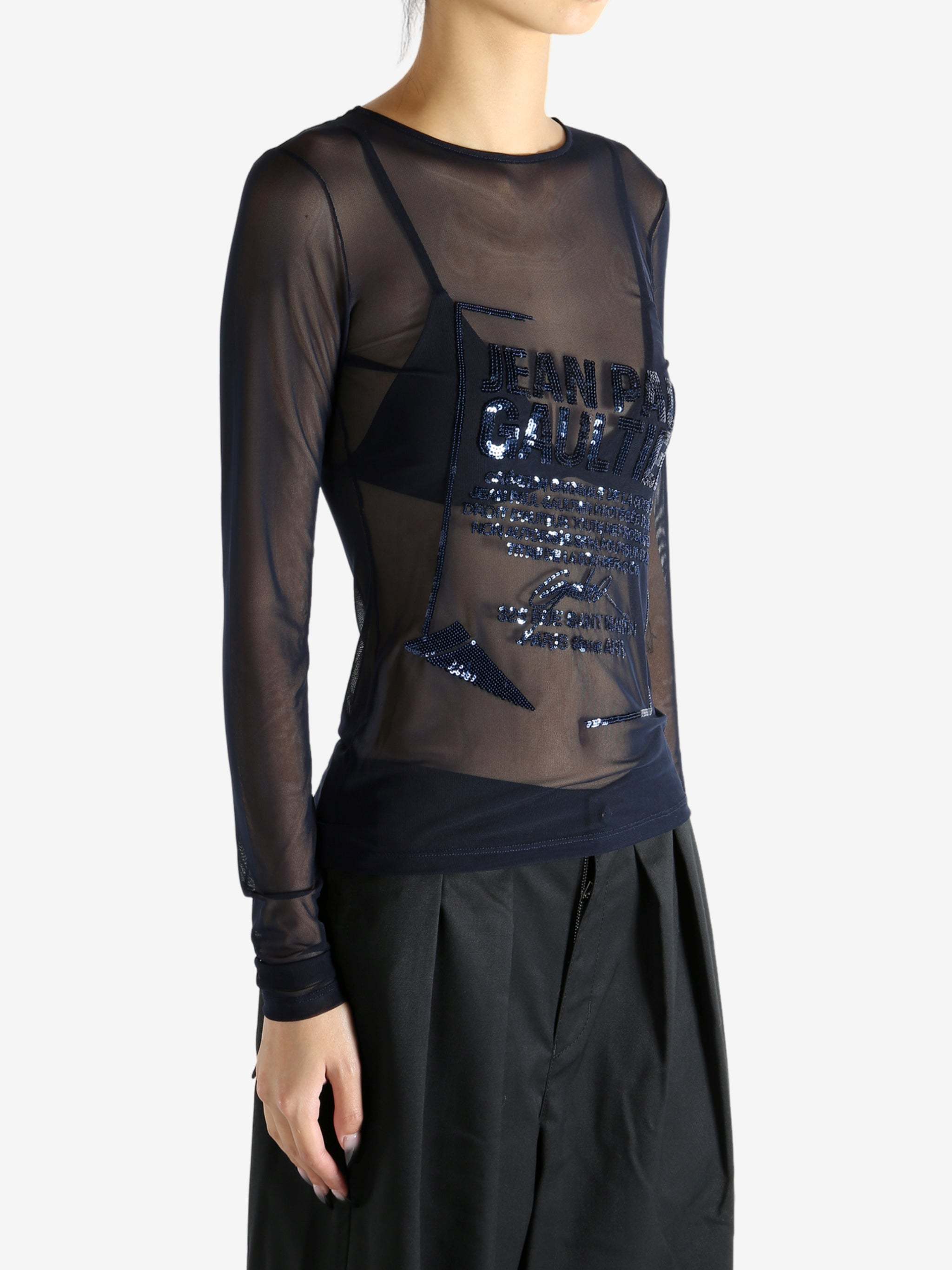 Jean Paul Gaultier The Navy Embroidered Top In Blue