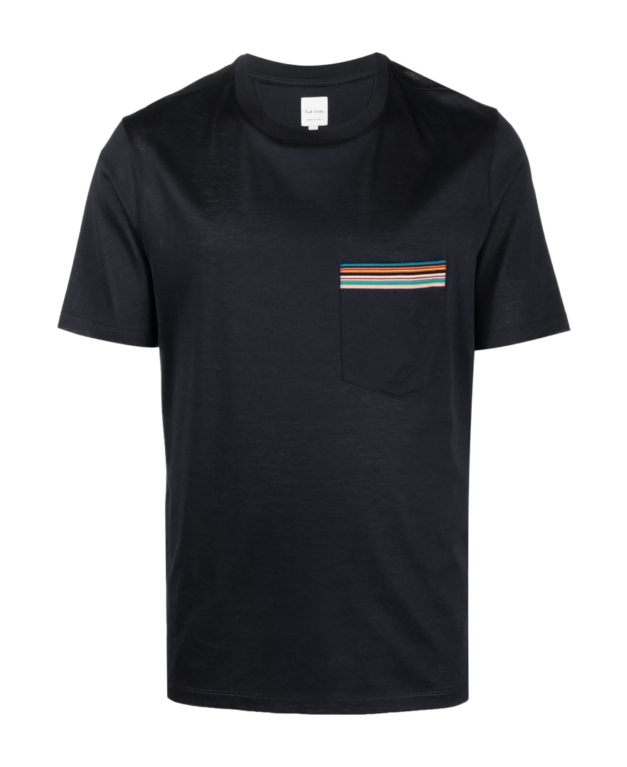 Shop Paul Smith Stripe-pocket Cotton T-shirt In Black