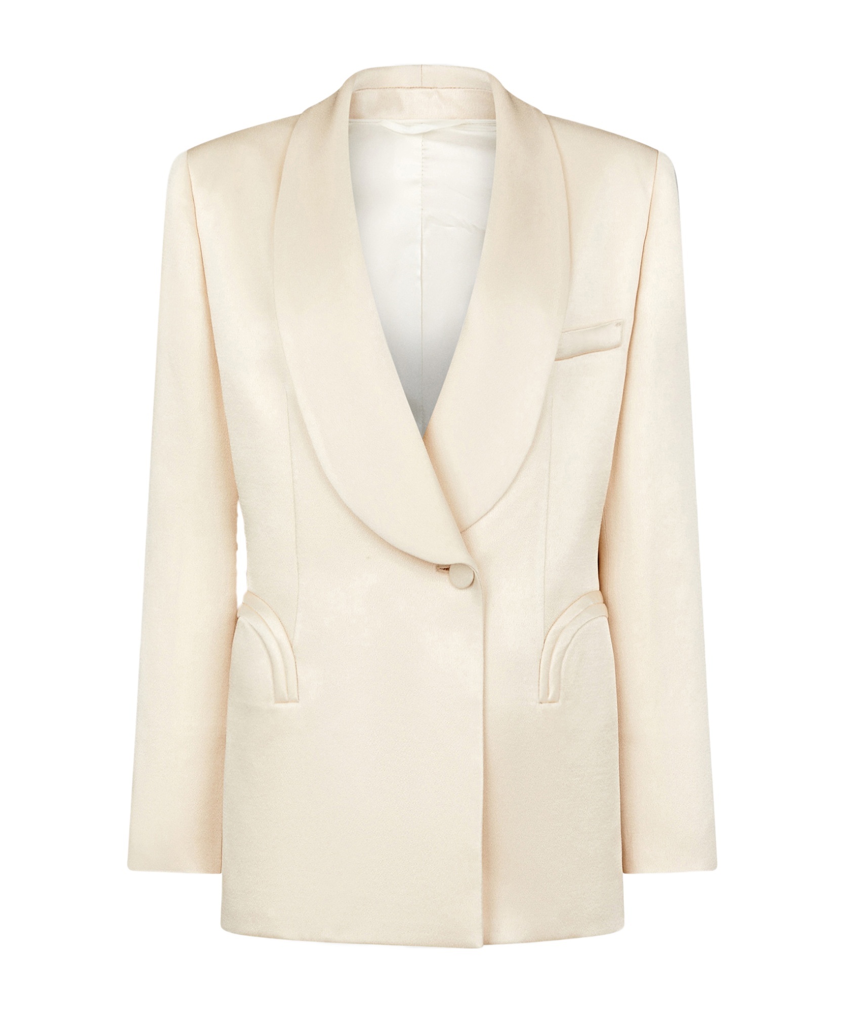 Blazé Milano Heart Smoking Satin Blazer In White