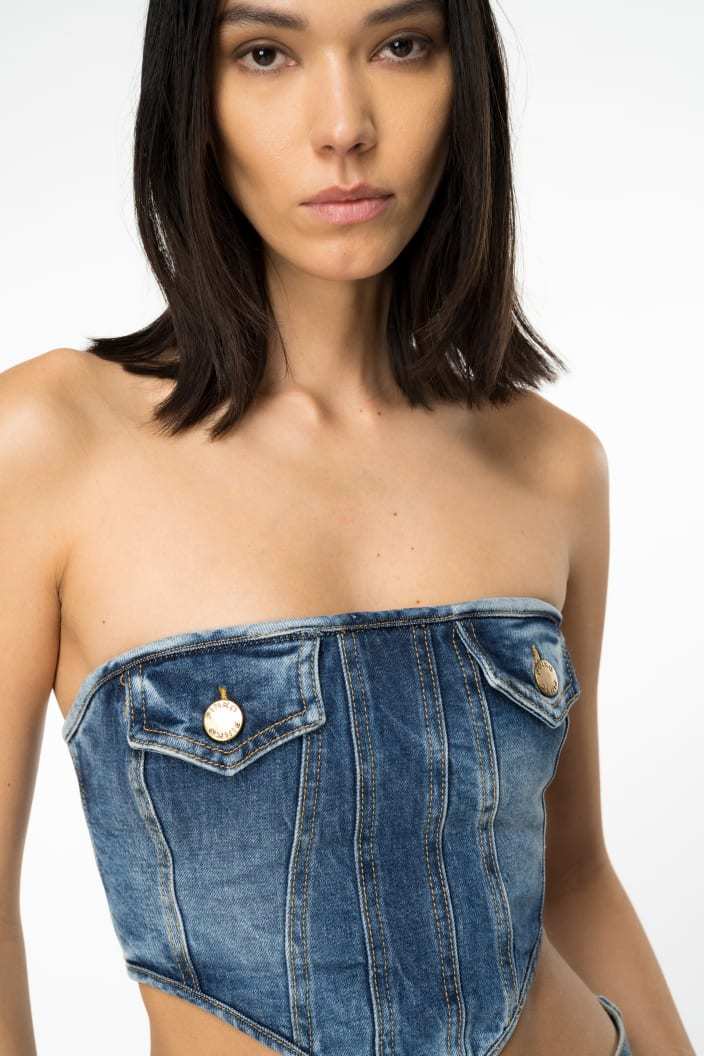 Pinko Top Mit Corsage In Blue