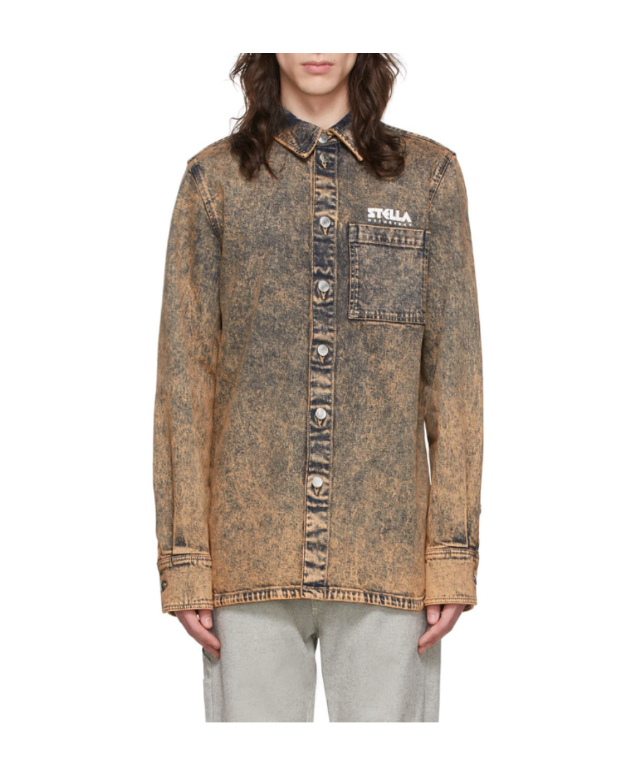 Stella Mccartney Printed Denim Shirt In Green