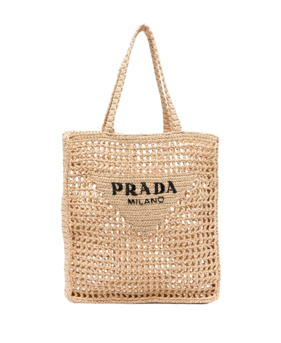 Prada Double-handle Hollow Handbag In Nude