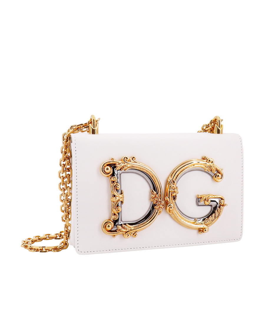 Dolce & Gabbana Logo-plaque Lambskin Crossbody Bag In White