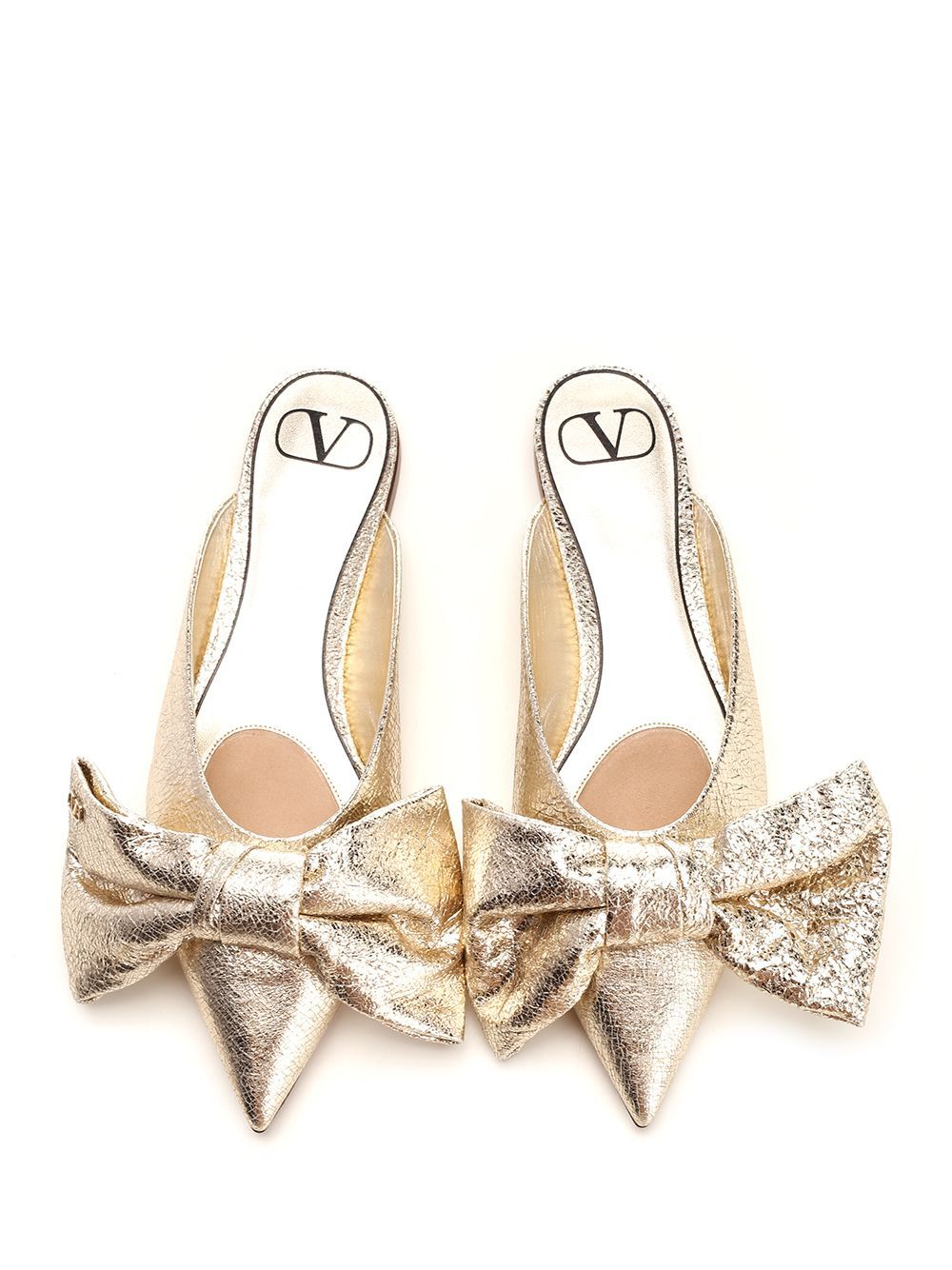 Valentino Pointed Flat Sandals In Nude